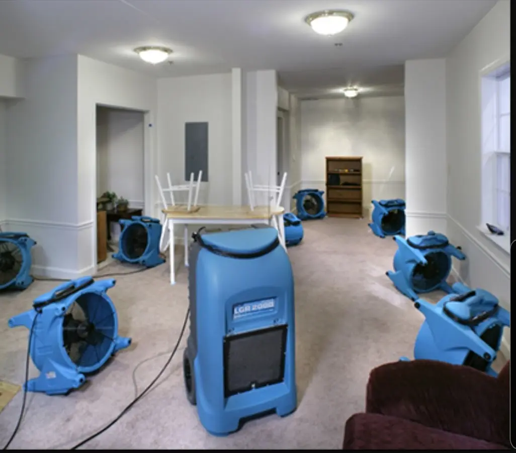 Air movers and dehumidifier setup for Water Extraction & Removal in Winter Garden